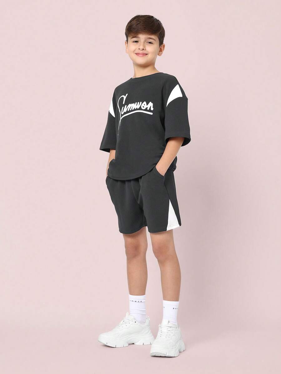 Youth Athletic Leisure Two-Piece Set Dark Grey