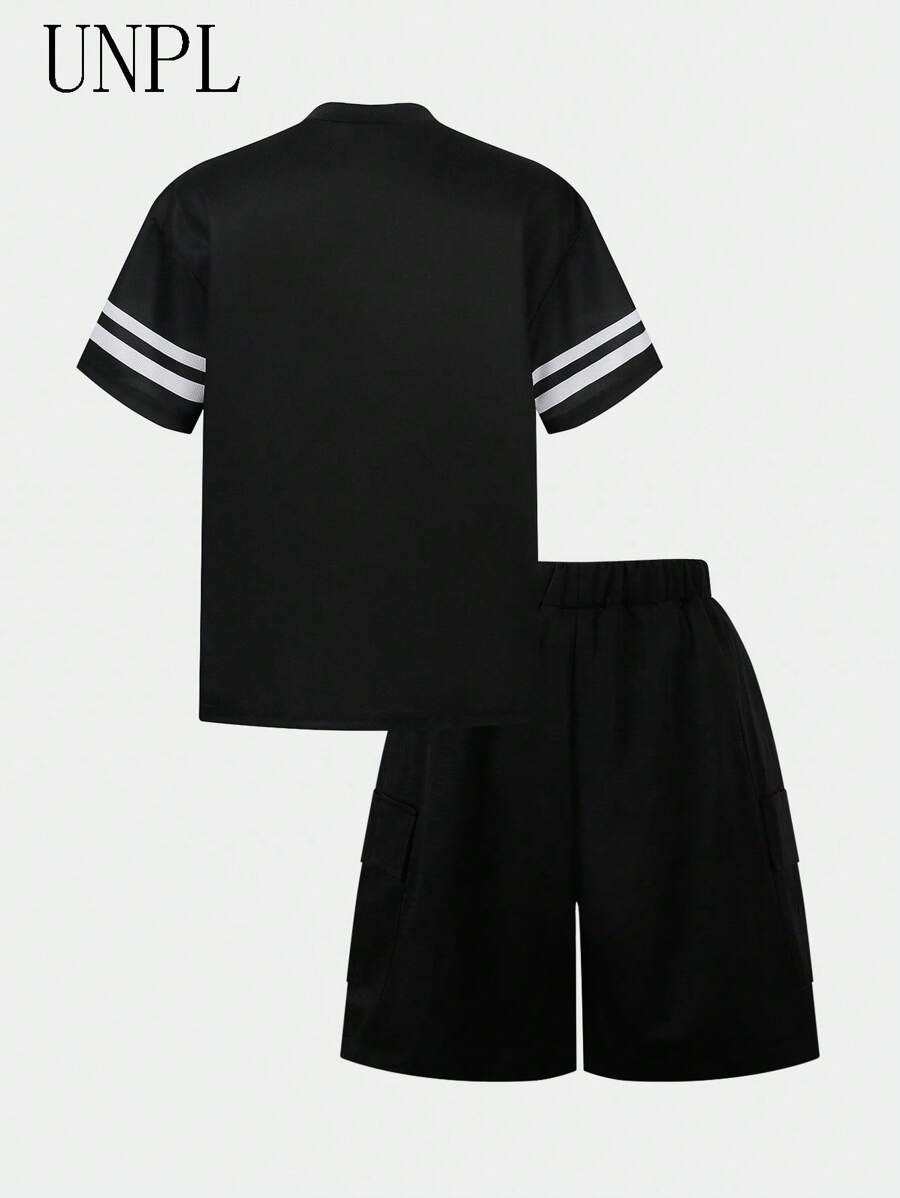 Unique Design 68 Number V-Neck American Football Style Casual Short Sleeve T-Shirt And Pocket Patched Shorts
