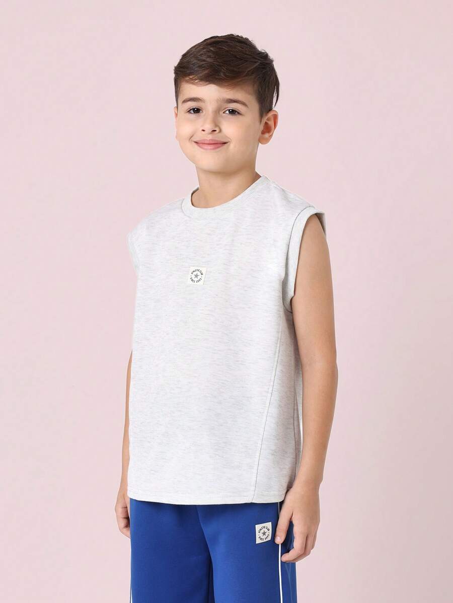 Tween Boys Comfy Regular Fit Tank Top And Contrast Straight Fit Sweatpants