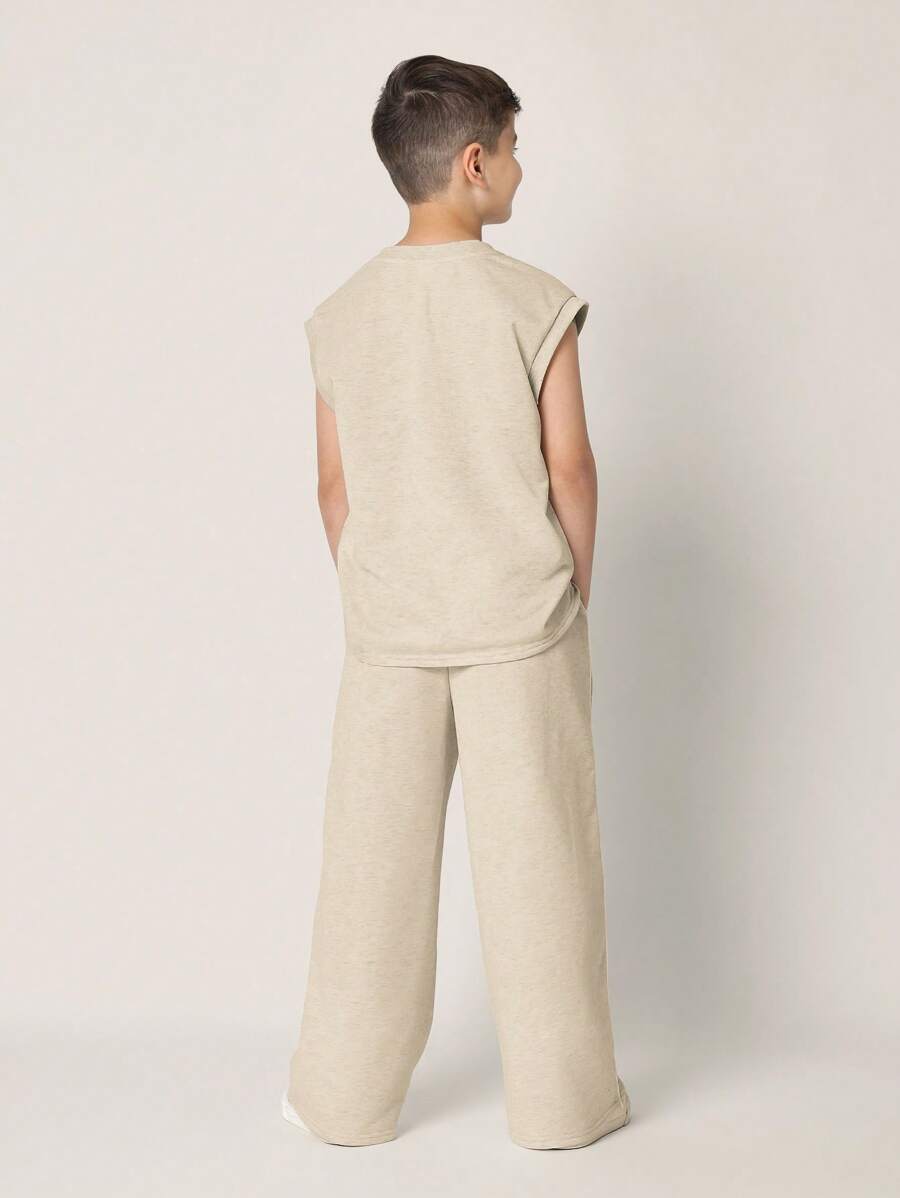 Tween Boys Comfy Regular Fit Tank Top And Loose Fit Sweatpants