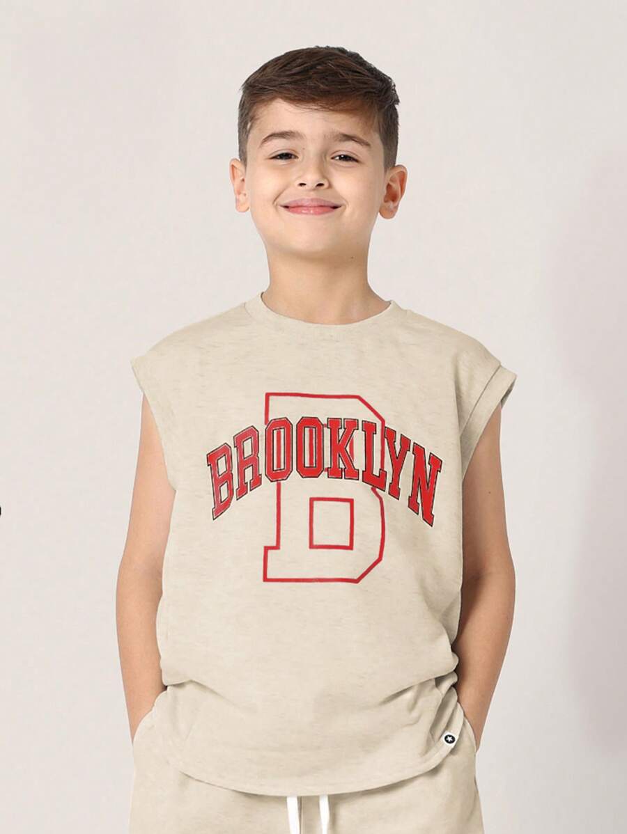 Tween Boys Comfy Regular Fit Tank Top And Loose Fit Sweatpants