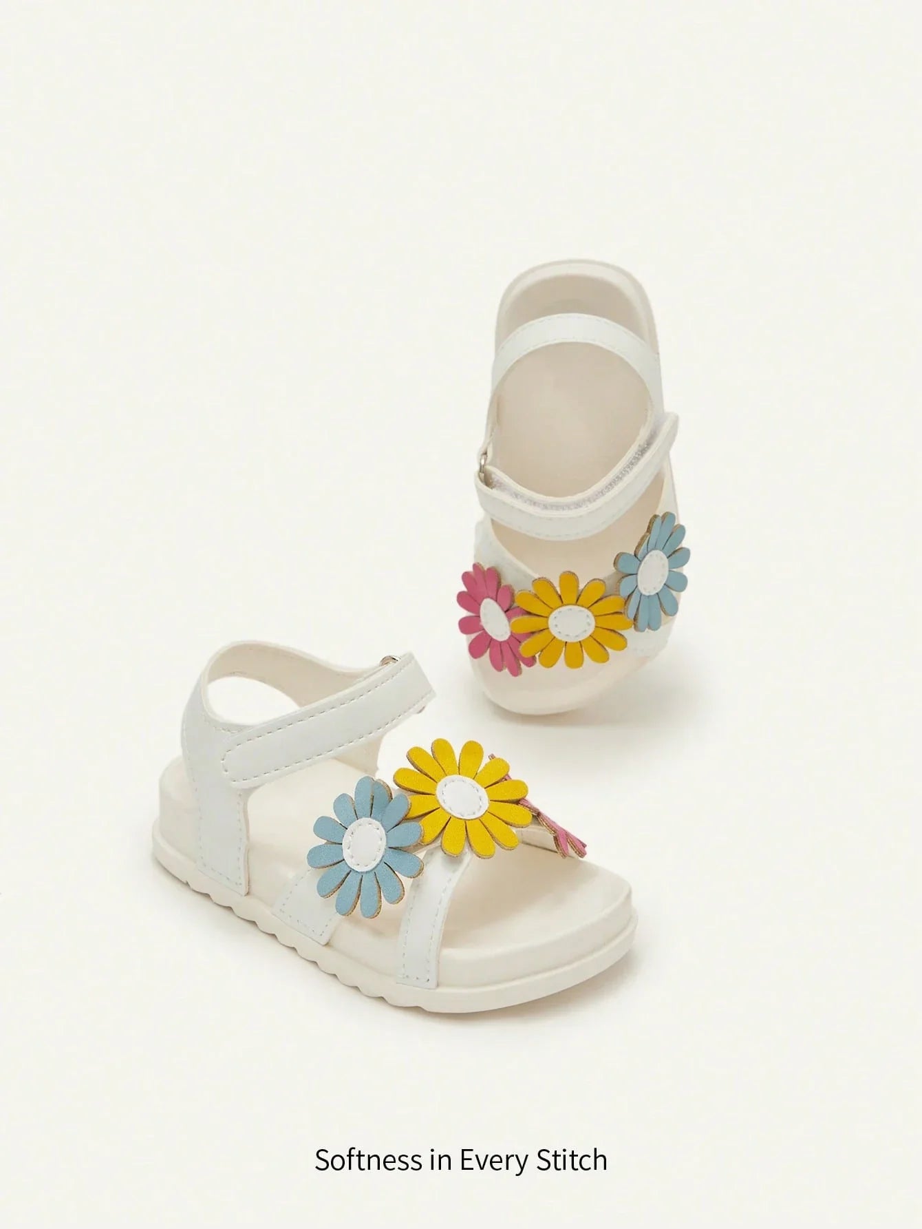 Cozy Pixies 1 Pair Cute Toddler Girls' Hook And Loop 3D Flower Princess