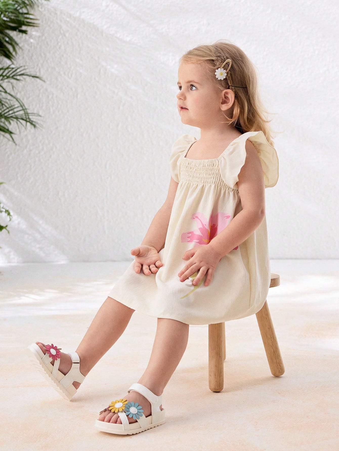 Cozy Pixies 1 Pair Cute Toddler Girls' Hook And Loop 3D Flower Princess