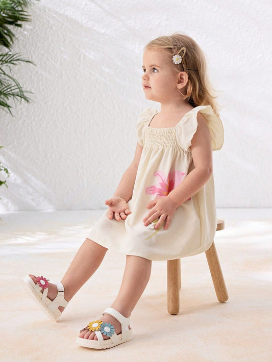 Cozy Pixies 1 Pair Cute Toddler Girls' Hook And Loop 3D Flower Princess