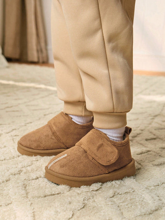 Pixies Boys/Girls Camel Color Fashion Faux Toe Design Thermal Lined Warm Winter Shoes