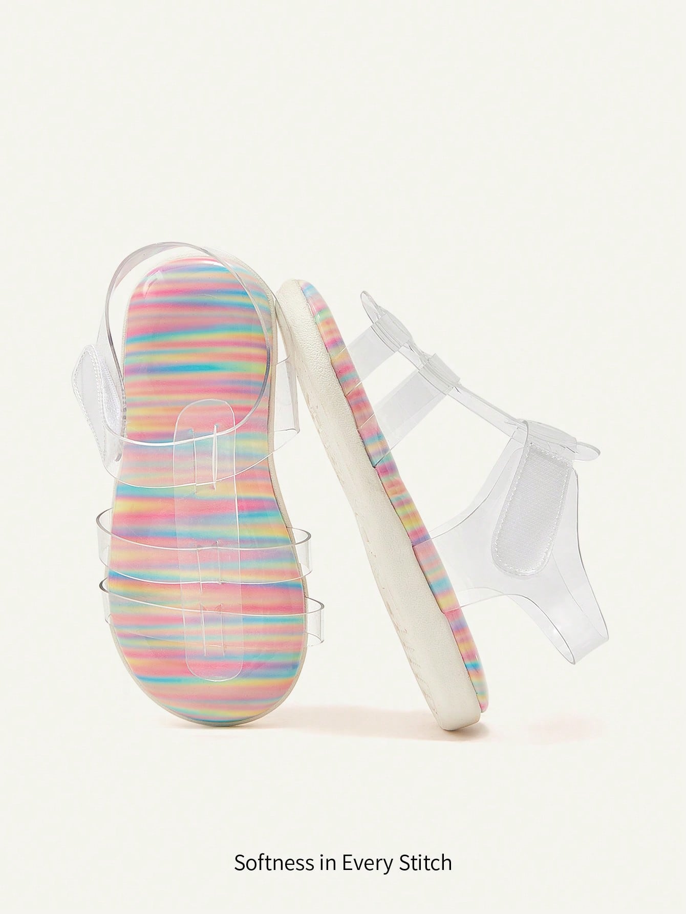 Cozy Pixies 1 Pair Versatile Cute Transparent Jelly Casual Flat Sandals