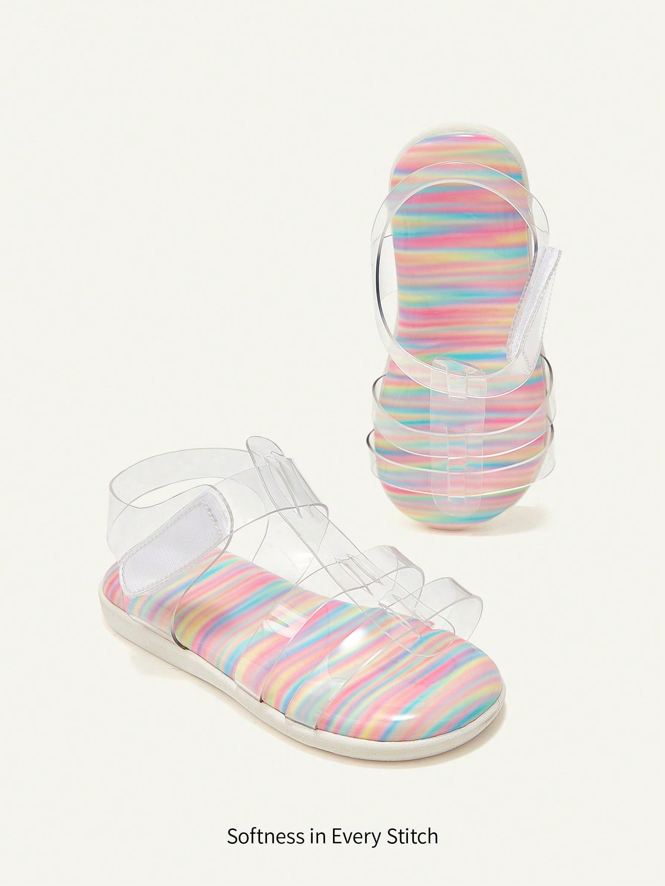 Cozy Pixies 1 Pair Versatile Cute Transparent Jelly Casual Flat Sandals