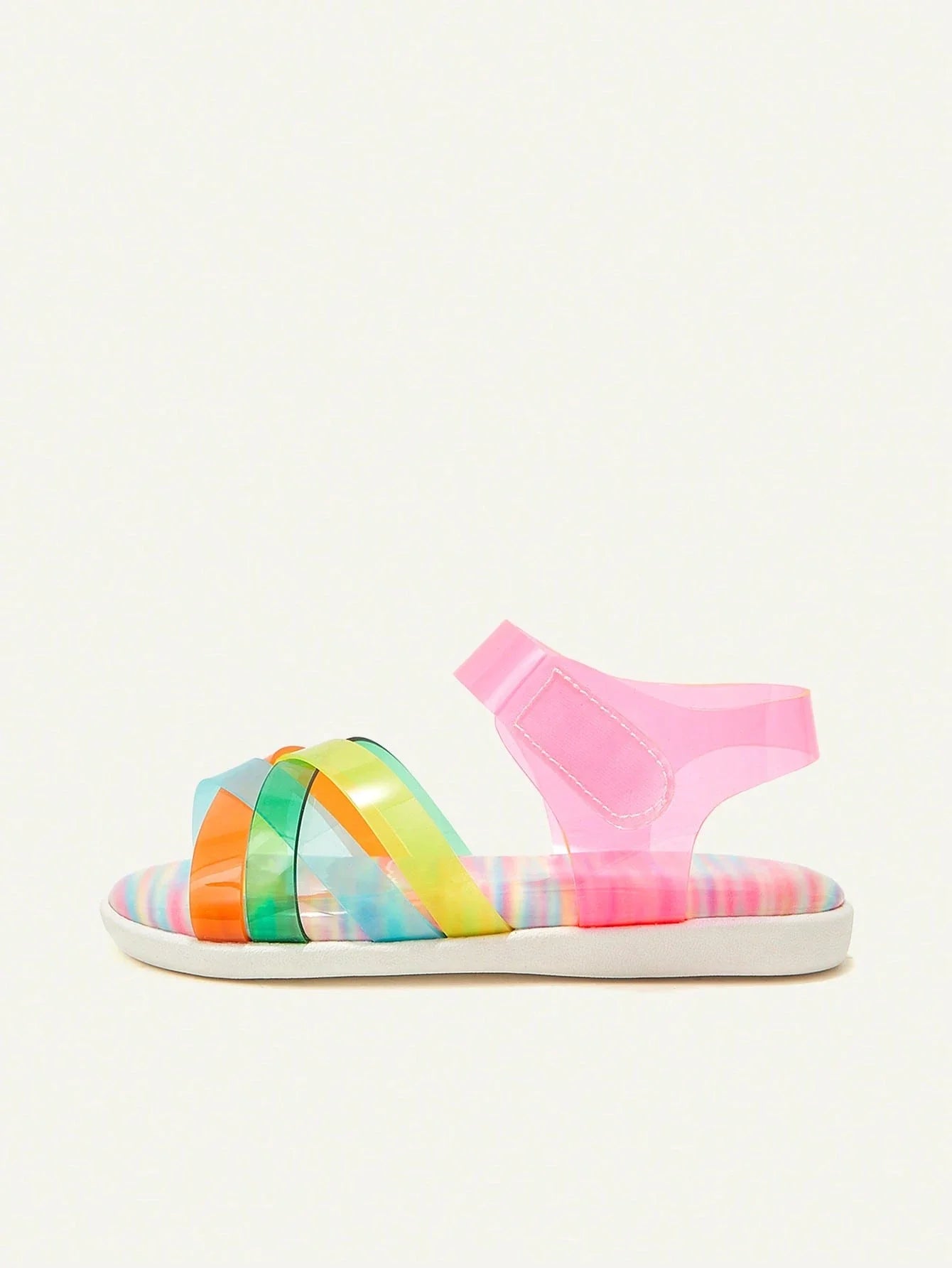 Cozy Pixies 1 Pair Transparent Color block Casual Toddler Girls Open Toe Flat Sandals