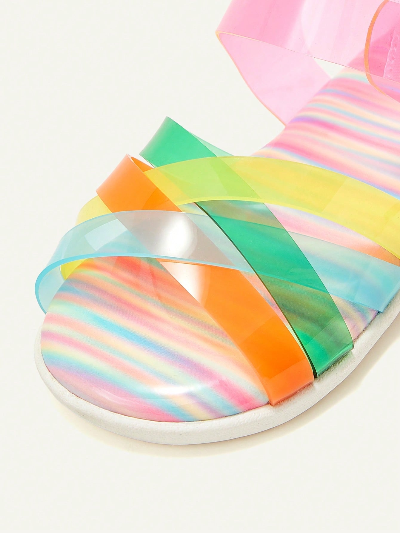 Cozy Pixies 1 Pair Transparent Color block Casual Toddler Girls Open Toe Flat Sandals