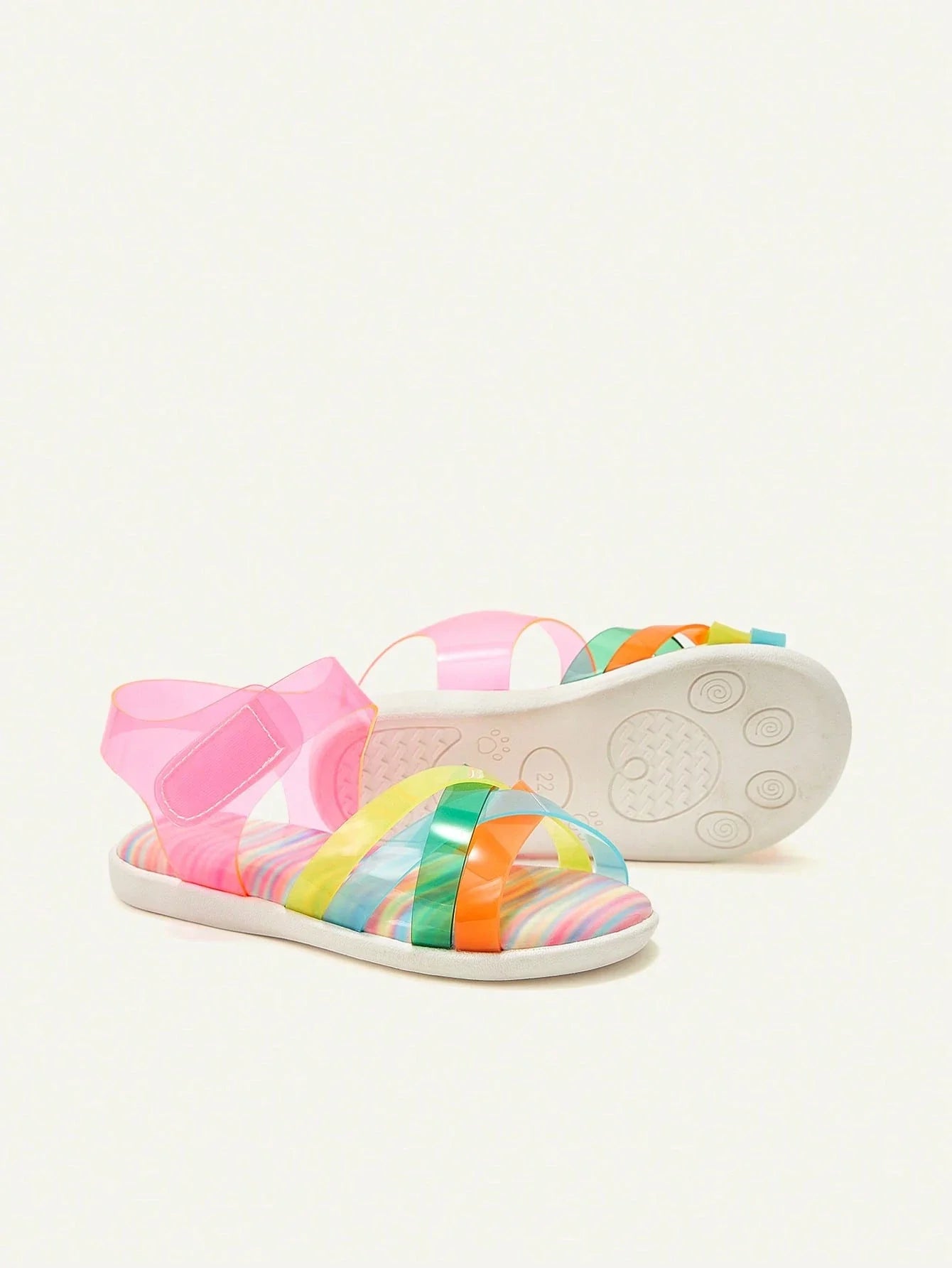 Cozy Pixies 1 Pair Transparent Color block Casual Toddler Girls Open Toe Flat Sandals