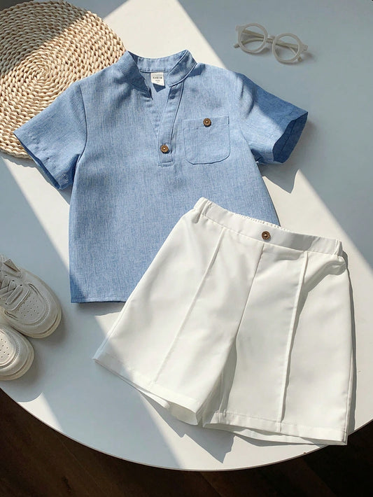 Mummy & Mee, LMoss Kids Toddler Boy Clothes,Toddler,2pcs Kids Boys Casual V-Neck Short Sleeve