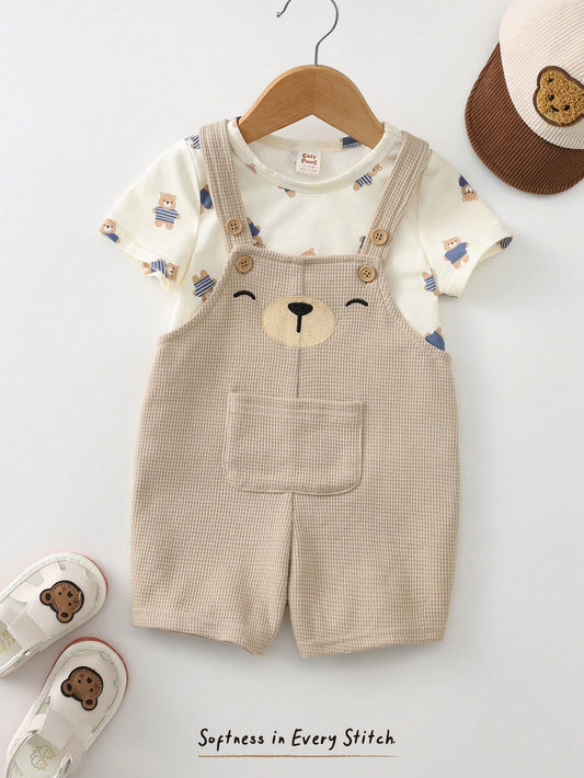 Mummy & Mee, Cozy Pixies 2pcs Baby Boy Cartoon Bear Pattern Knitted Soft Crew Neck Long Sleeve