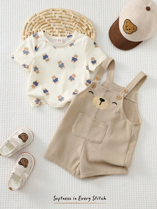 Mummy & Mee, Cozy Pixies 2pcs Baby Boy Cartoon Bear Pattern Knitted Soft Crew Neck Long Sleeve