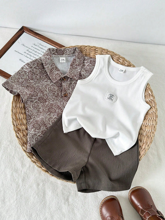 Mummy & Mee, Playful Pals 3pcs Baby Boy Casual Collegiate Style Letter