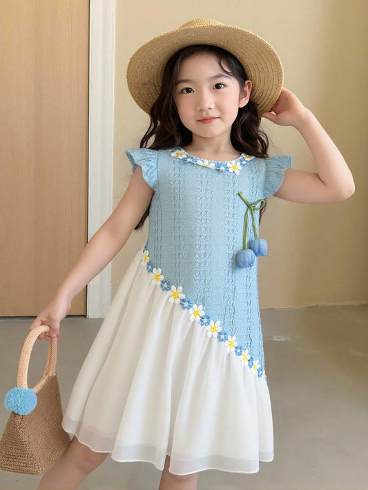 Mummy & Mee, Genkimix Kids Girls Sleeveless Knit Dress, Textured Fabric