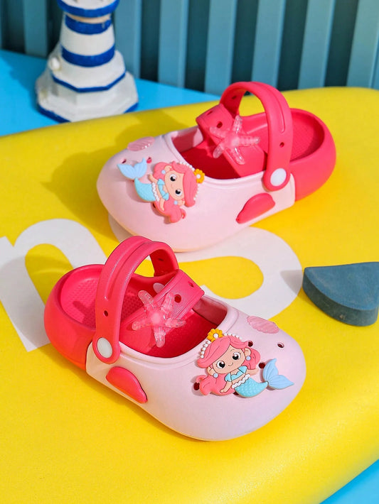 Mummy & Mee, 1 Pair Girls Cartoon Mermaid Printed Slip-On Sandals
