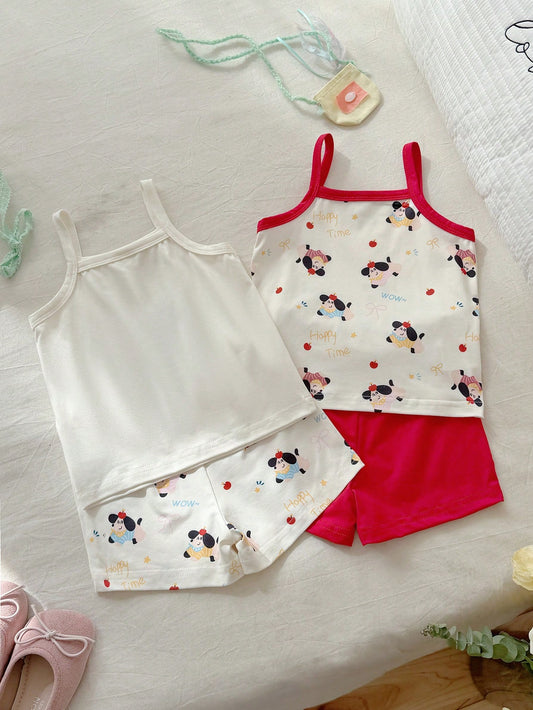Mummy & Mee, Babygirl The Summer Multi-Color Halter Top Dress And Shorts Set
