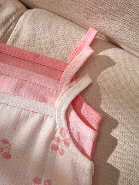 Mummy & Mee, Vintaside Kids 3pcs Baby Girls' Jacquard Fabric Camisole Vest. Sleeveless
