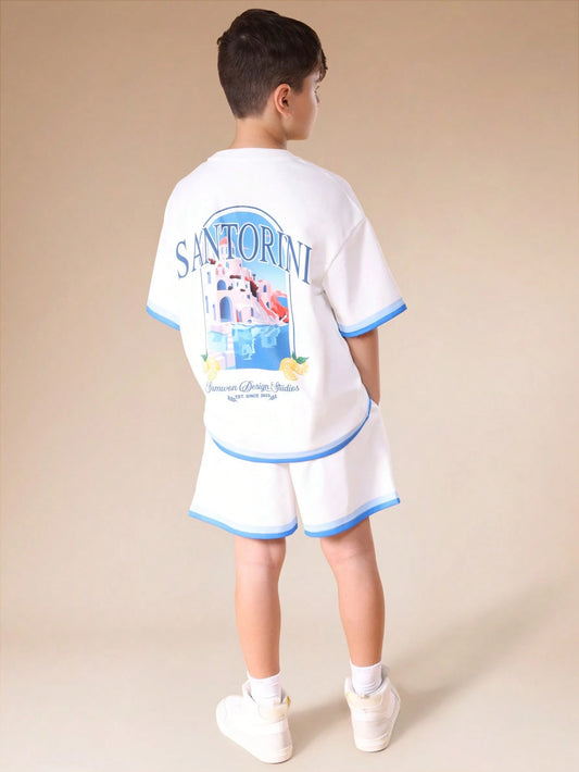 Mummy & Mee, SUMWON Oversized Boys Short Sleeve Crew Neck T-Shirt And Shorts Co-Ord Set