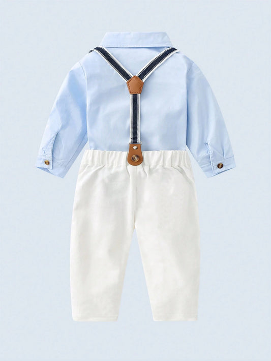 Mummy & Mee, Cozy Pixies 2pcs Infant/Baby Boy Set - Sailboat Print Colorful Striped Collared Long Sleeve