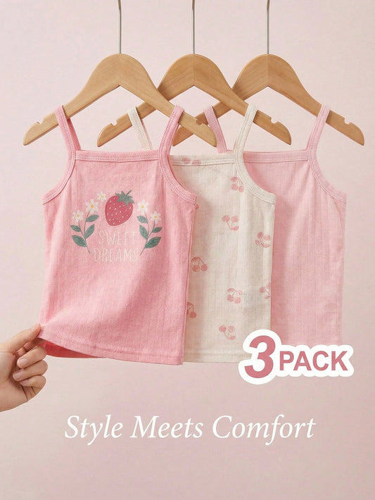 Mummy & Mee, Vintaside Kids 3pcs Baby Girls' Jacquard Fabric Camisole Vest. Sleeveless