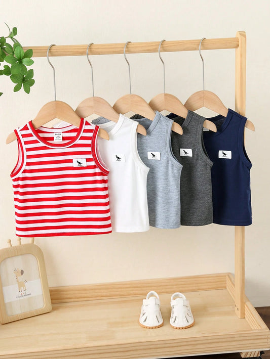Mummy & Mee, 5pcs/Set Unisex Baby Cute Casual Striped Knit Tank Tops
