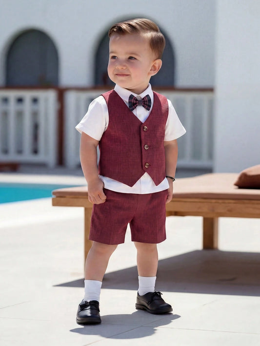 Mummy & Mee, 3pcs Baby Vest, Shorts & Bowknot Set