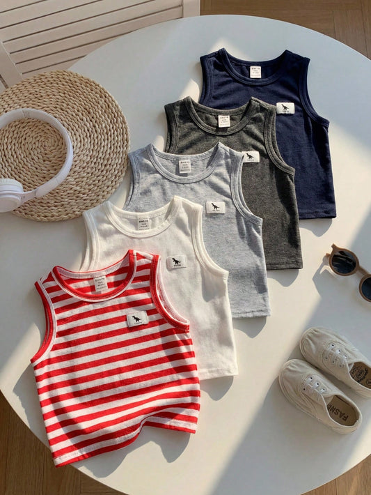Mummy & Mee, 5pcs/Set Unisex Baby Cute Casual Striped Knit Tank Tops