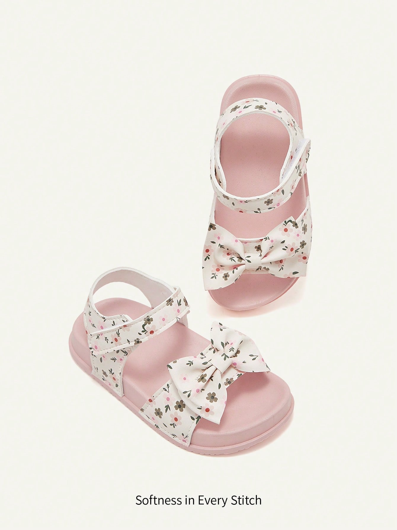 Cozy Pixies 1 Pair of Floral Cute Children's Lightweight White Baby Flat Sandals
