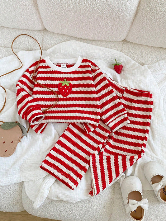 Playful Pals 2pcs/Set Baby Girl Casual Versatile Fashion Long Sleeve Top And Pants Set