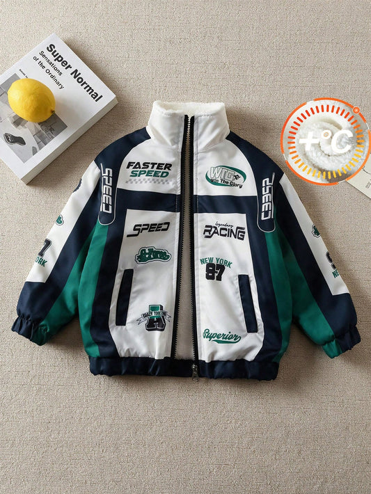 Casuvi Kids 1pc Young Boy Casual Minimalist Long Sleeve Spider Print Jacket, Suitable