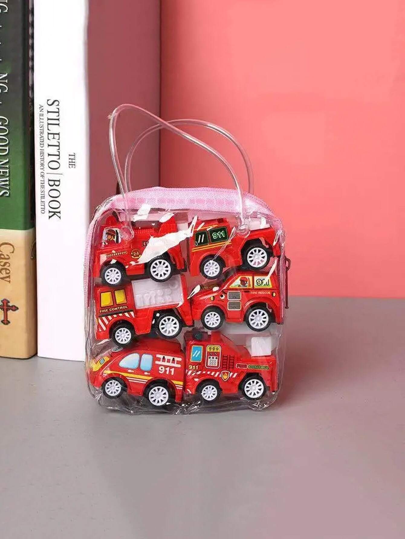 1 Bag 6pcs Car Sets Vehicle Model One-Size Red