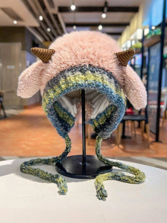 1PC Children Hat For Aged 3-16 Years Old, Little Lamb Horn Hat