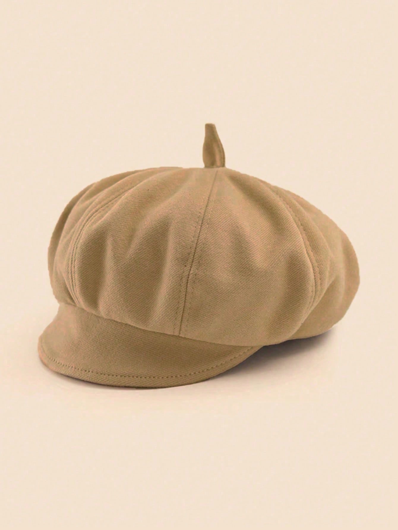 1PC Kids Solid Retro Beret Hat Khaki