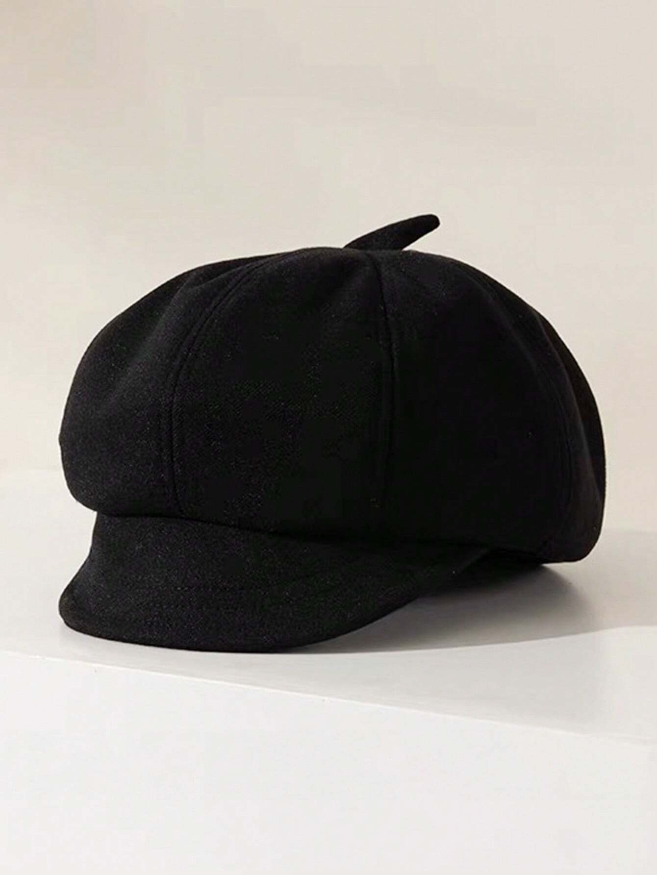 1PC Kids Solid Retro Beret Hat Black