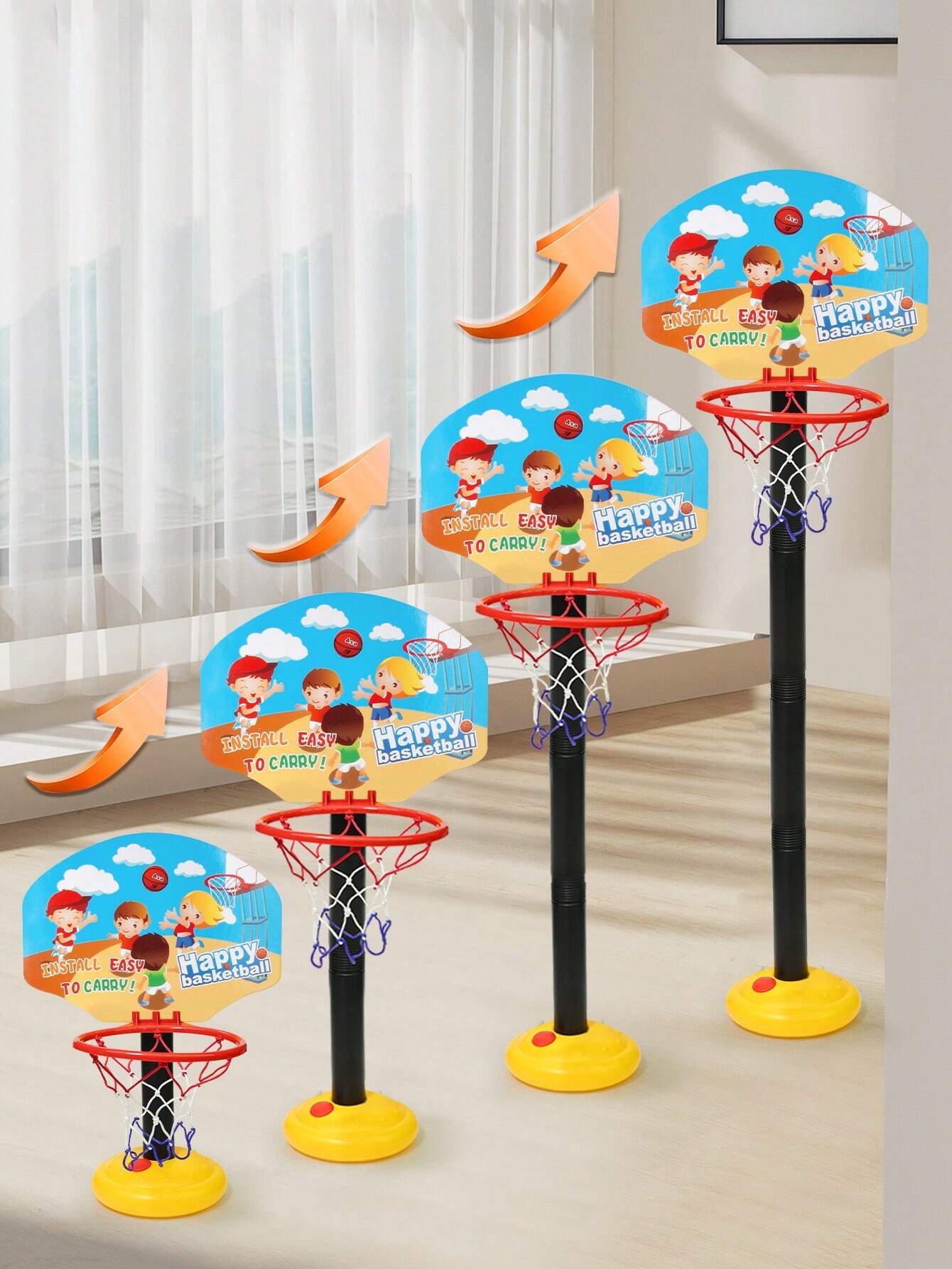 1 Set Adjustable Height Kids' Basketball Hoop