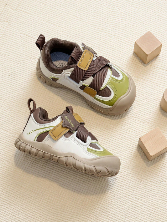 Retro Color-Block Anti-Collision Toe Design, Outdoor Casual Style