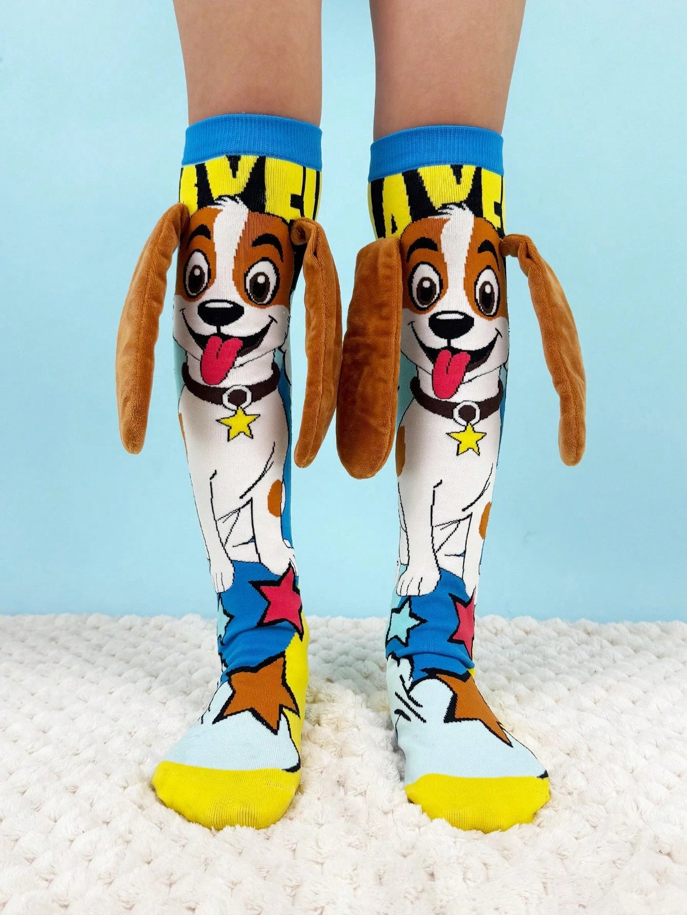 1 Pair 3D Floppy Ear Puppy Knee High Socks For Boys