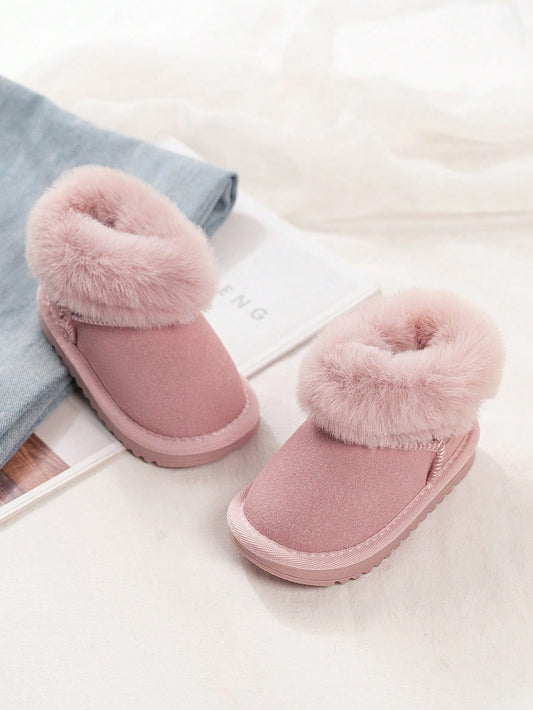 1 Pair Baby Plush Warm Snow Boots, Non-Slip Flat Ankle Boots