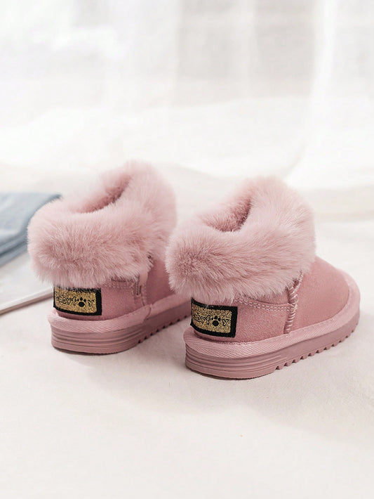 1 Pair Baby Plush Warm Snow Boots, Non-Slip Flat Ankle Boots