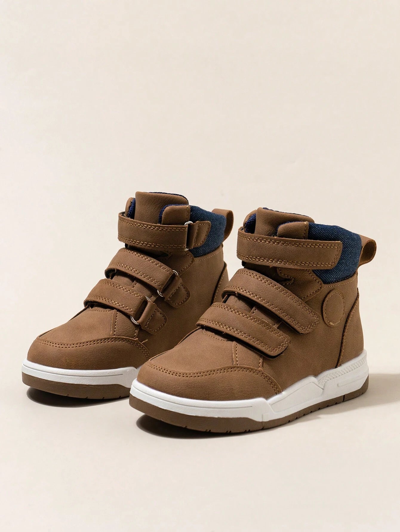 1 Pair Children Triple Strap High Top Colorblock Anti-Slip Boots