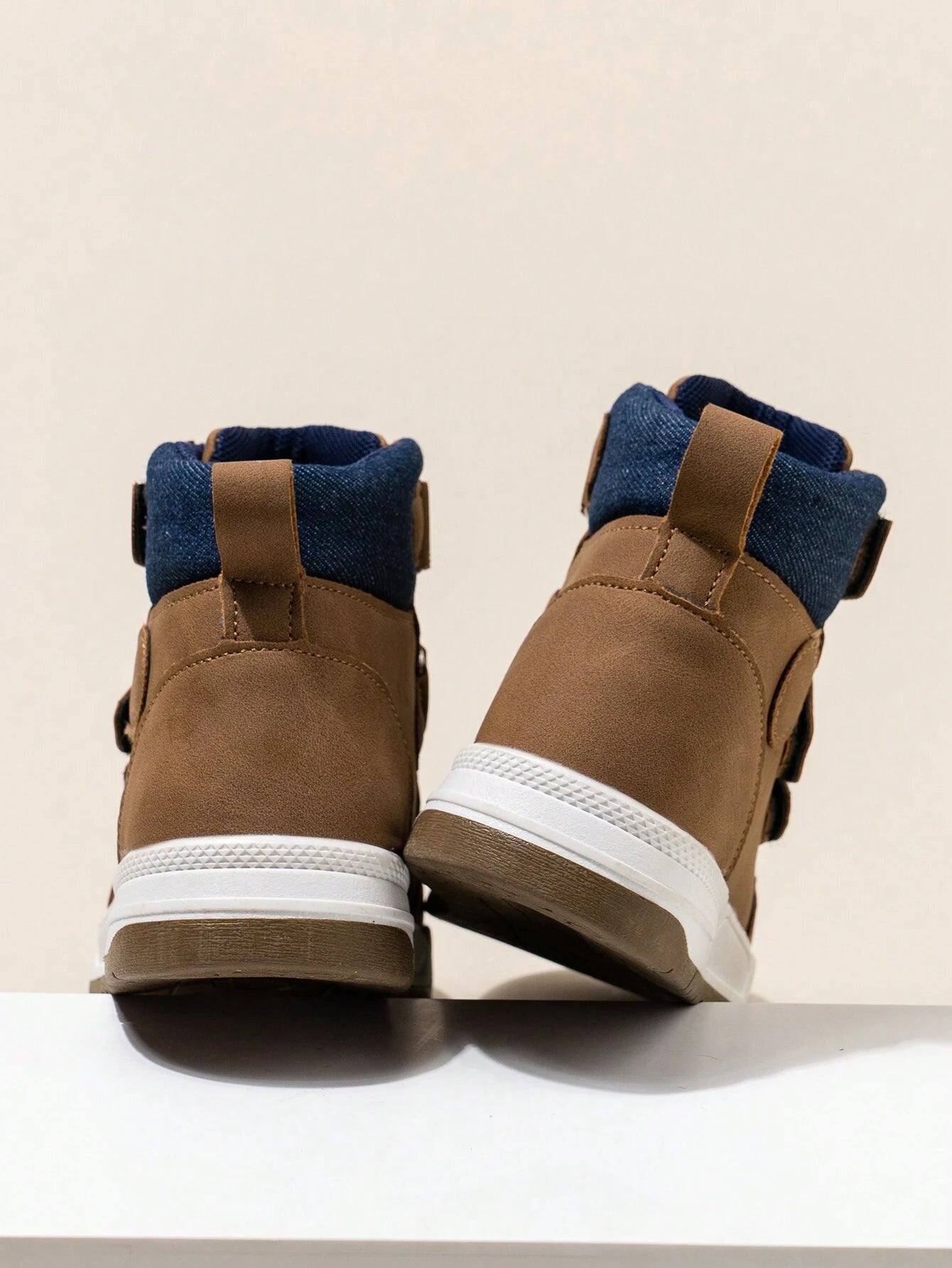 1 Pair Children Triple Strap High Top Colorblock Anti-Slip Boots