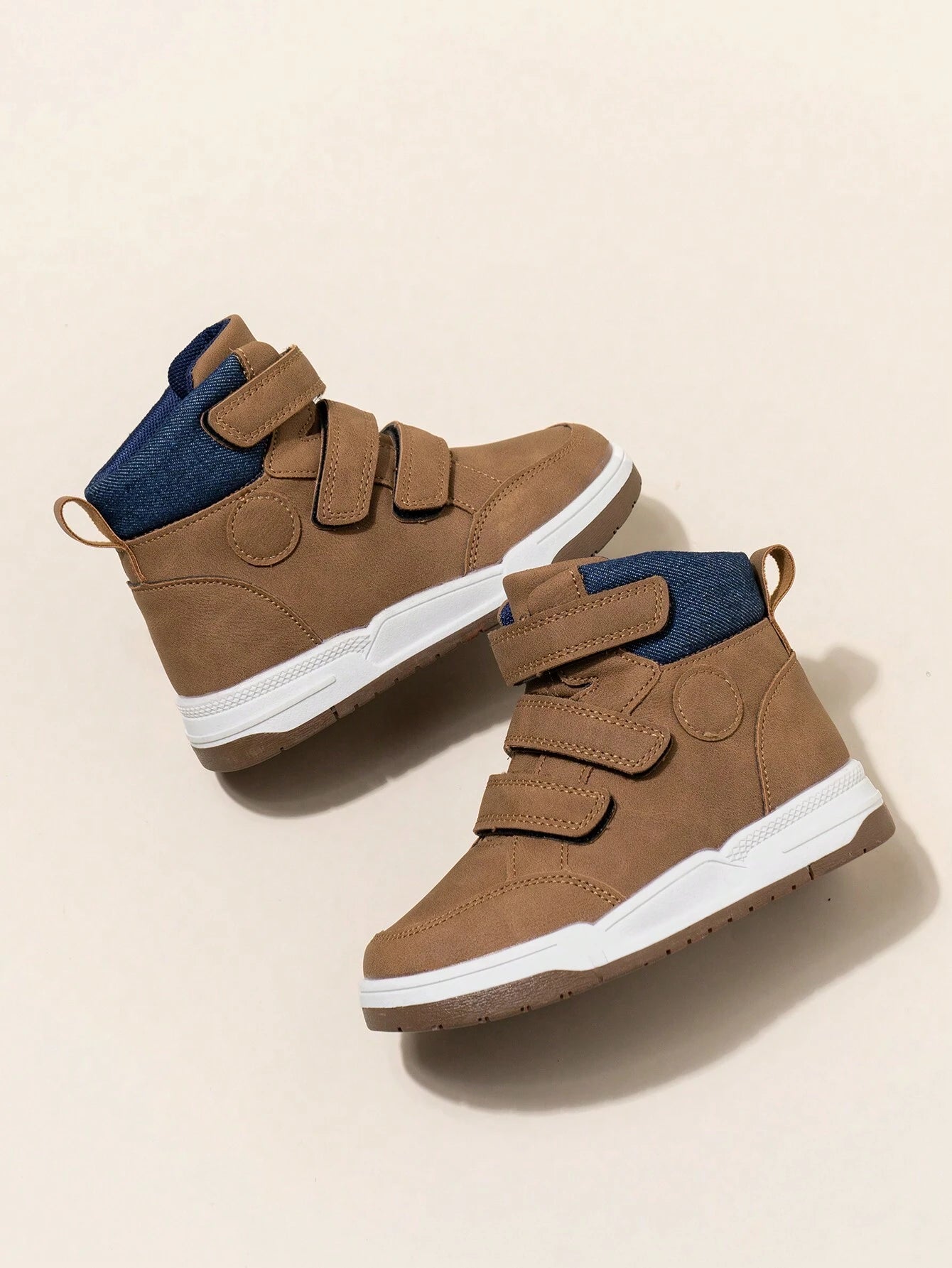 1 Pair Children Triple Strap High Top Colorblock Anti-Slip Boots