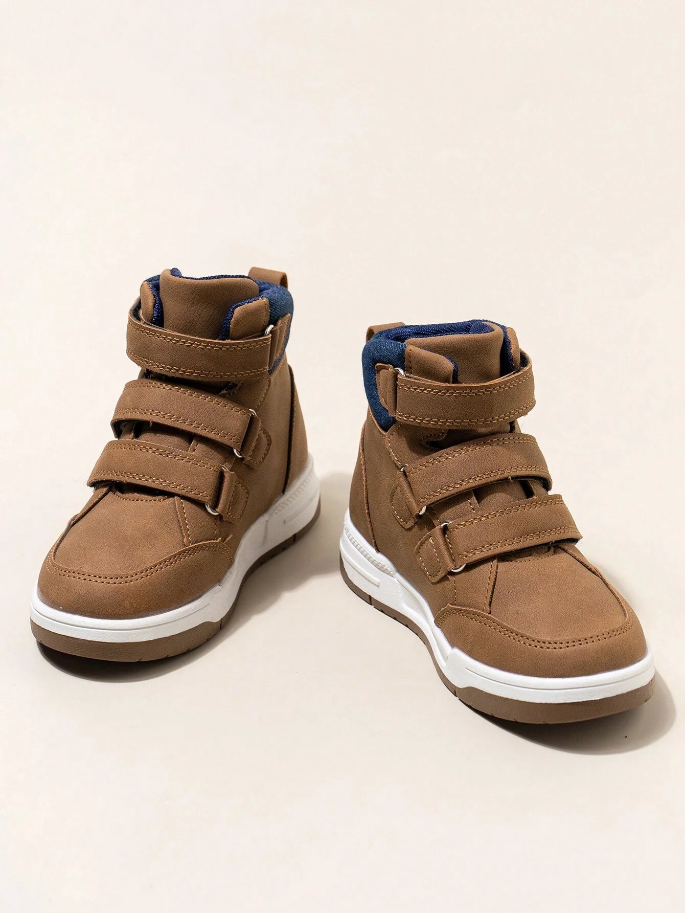 1 Pair Children Triple Strap High Top Colorblock Anti-Slip Boots