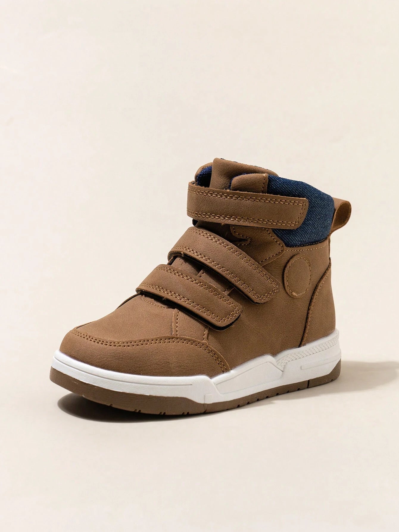 1 Pair Children Triple Strap High Top Colorblock Anti-Slip Boots