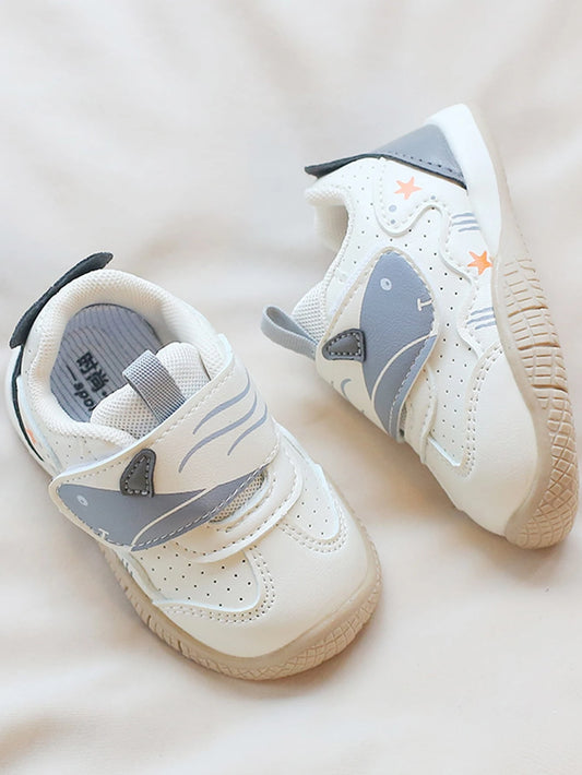 1 Pair Children's Casual Skate Shoes, Simple Hook And Loop Flat Bottom