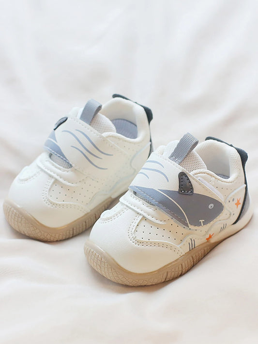 1 Pair Children's Casual Skate Shoes, Simple Hook And Loop Flat