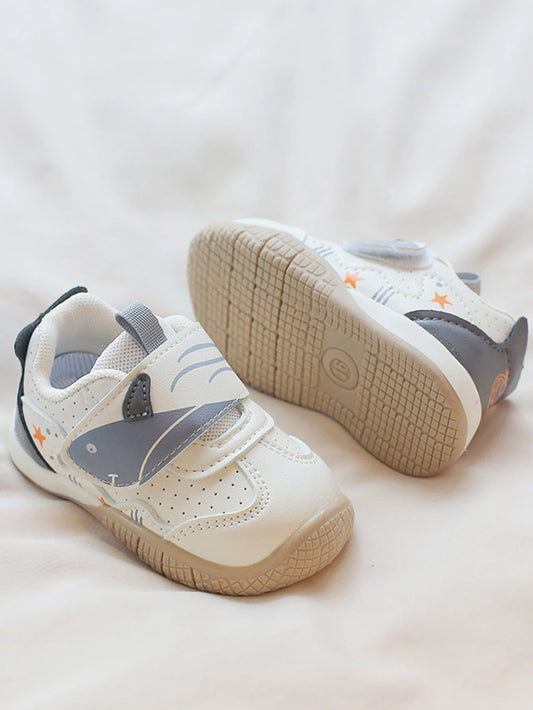 1 Pair Children's Casual Skate Shoes, Simple Hook And Loop Flat Bottom