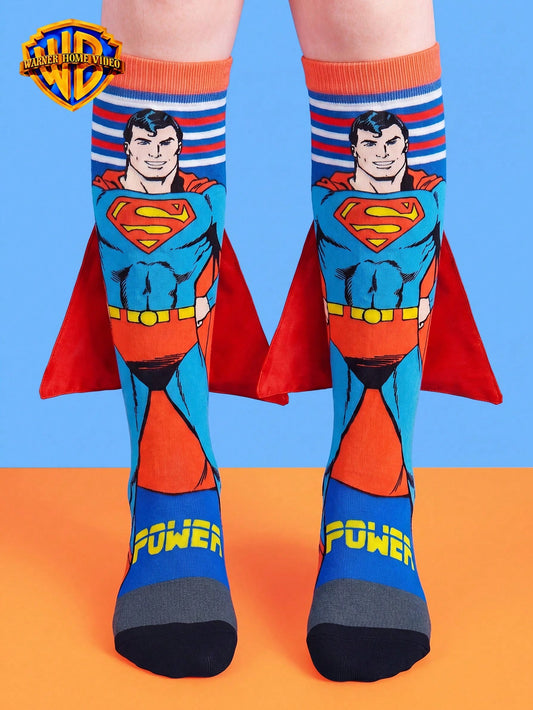 1 Pair Cute Superhero Fan Knee-High Socks And Fashionable Children's High Socks