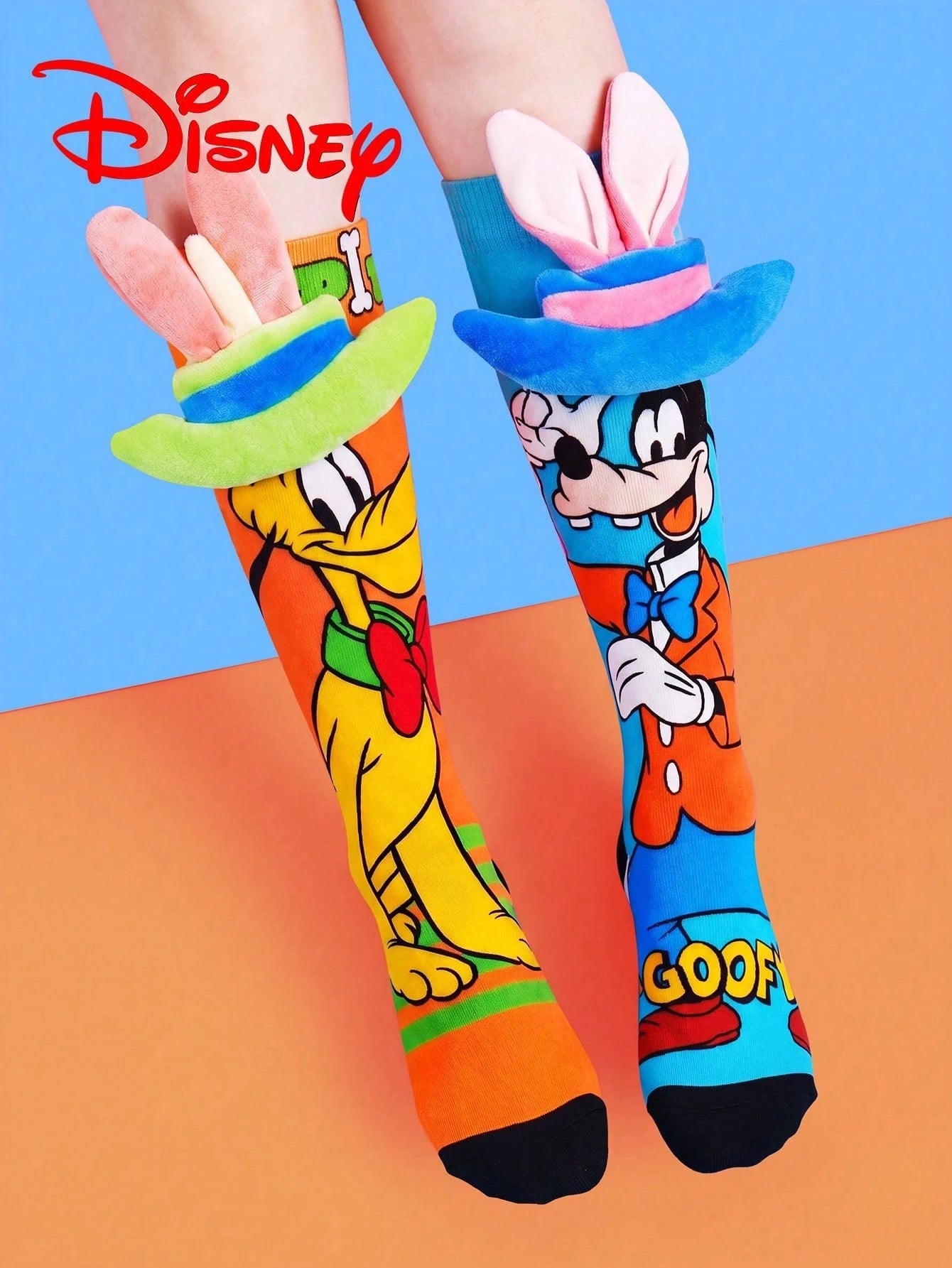 1 Pair Disney Kids Mid-Calf Socks, 3D Cute Pluto & Goofy Design